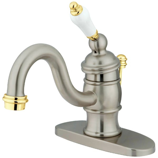 4" Centerset Bathroom Faucet, Brushed Nickel/Polished Brass